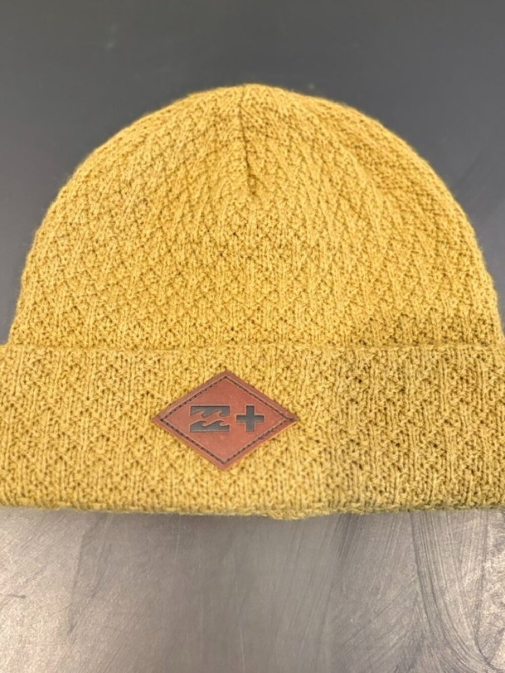 Billabong Adventure Division Cuffed Beanie Hat Mustard Gold Yellow Knit Leather
